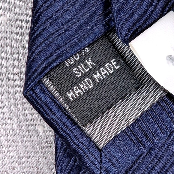 Scotty Z Palm Beach Mens Navy Blue Silk Hand Made Striped Necktie - Picture 7 of 7